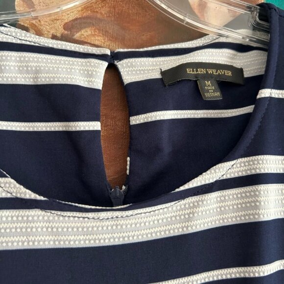 Ellen Weaver Elegant Navy and White Striped Jumpsuit M - Picture 15 of 16